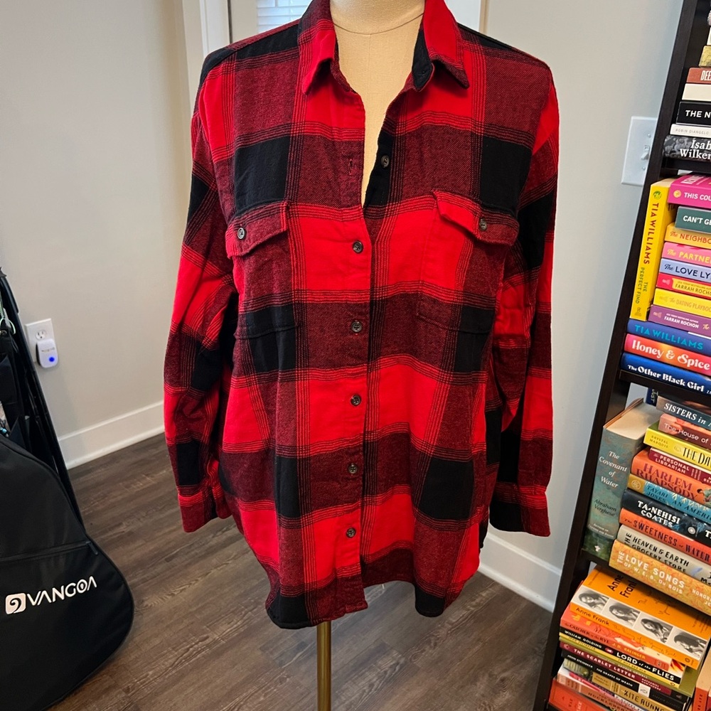 Old Navy Red and Black Plaid Shirt